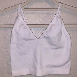 White V-Neck Cropped Tank